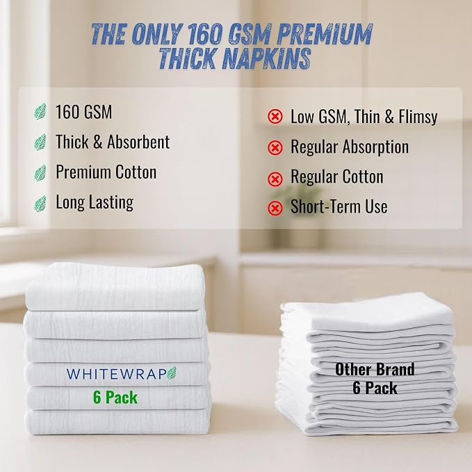 WHITEWRAP Flour Sack Towels 100% Cotton Dish Towel Reusable Baking Cloth - Image 5