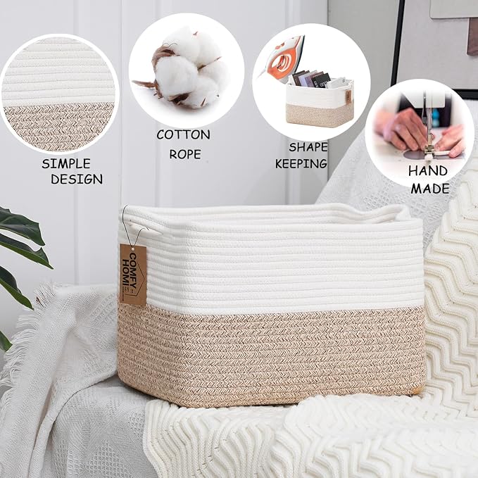 COMFY-HOMI 3-Pack Cotton Rope Woven Basket - Image 7