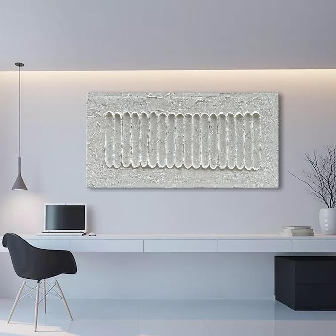 NANKAI Art 24x48 Inchs White Minimalist Art Oil Painting Hand Painted Thick - Image 7