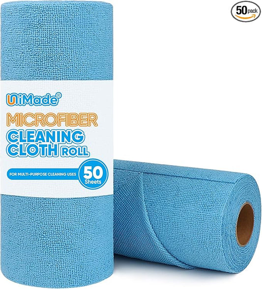 Microfiber Cleaning Cloth, 50 Sheets Shop Towels Commercial Grade Washcloths by Unimade
