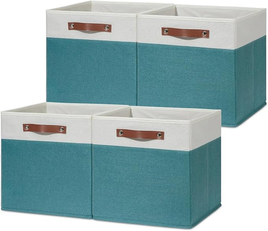 HNZIGE Fabric Storage Bins for Shelves 13x13 Storage Cubes Set Of 4 Foldable by HNZIGE