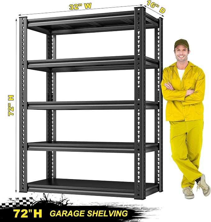 REIBII Garage Shelving Load 2000 LBS, Adjustable 5-Tier Storage Shelves - Image 3