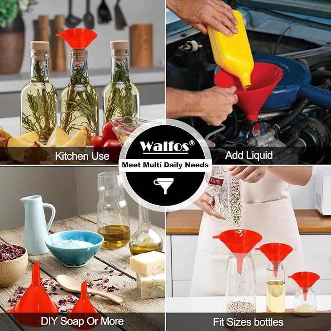 walfos 4pcs Kitchen Plastic Funnel, Automotive Funnel - Image 6