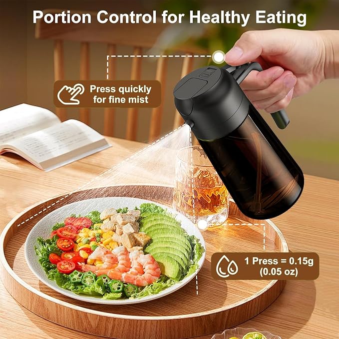 2-in-1 Glass Oil Dispenser & Sprayer - 16oz/470ml Leakproof Olive Oil Sprayer - Image 3