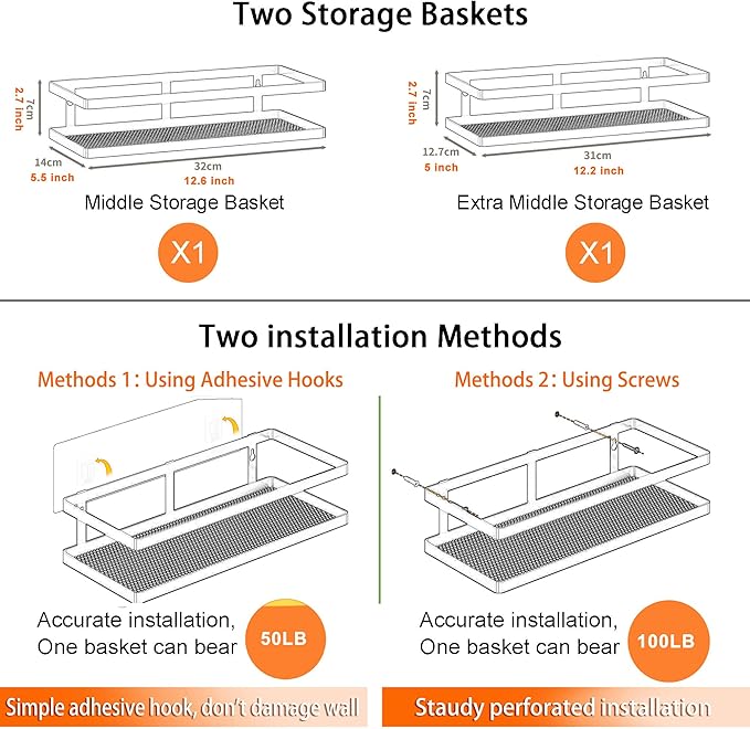 PUSDON Hanging Storage Baskets Organizer Wall Mount, Metal Wire Storage Bin Rack - Image 2