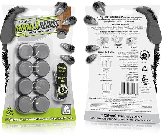 GorillaGlides CB253 1 Inch Chair Sliders/Furniture Glide Floor Protectors - Image 2