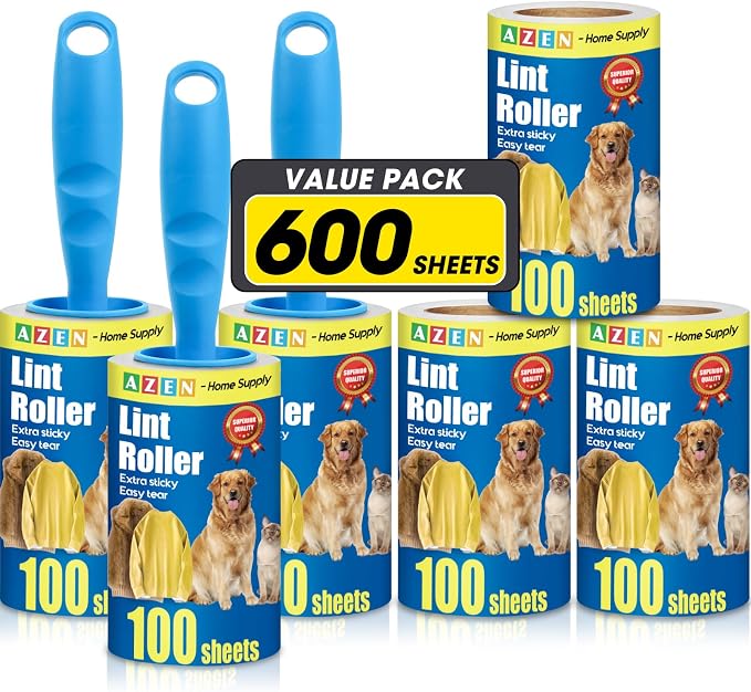 AZEN Lint Roller, Lint Rollers for Pet Hair Extra Sticky, 600 Sheets Lint Roller by AZEN
