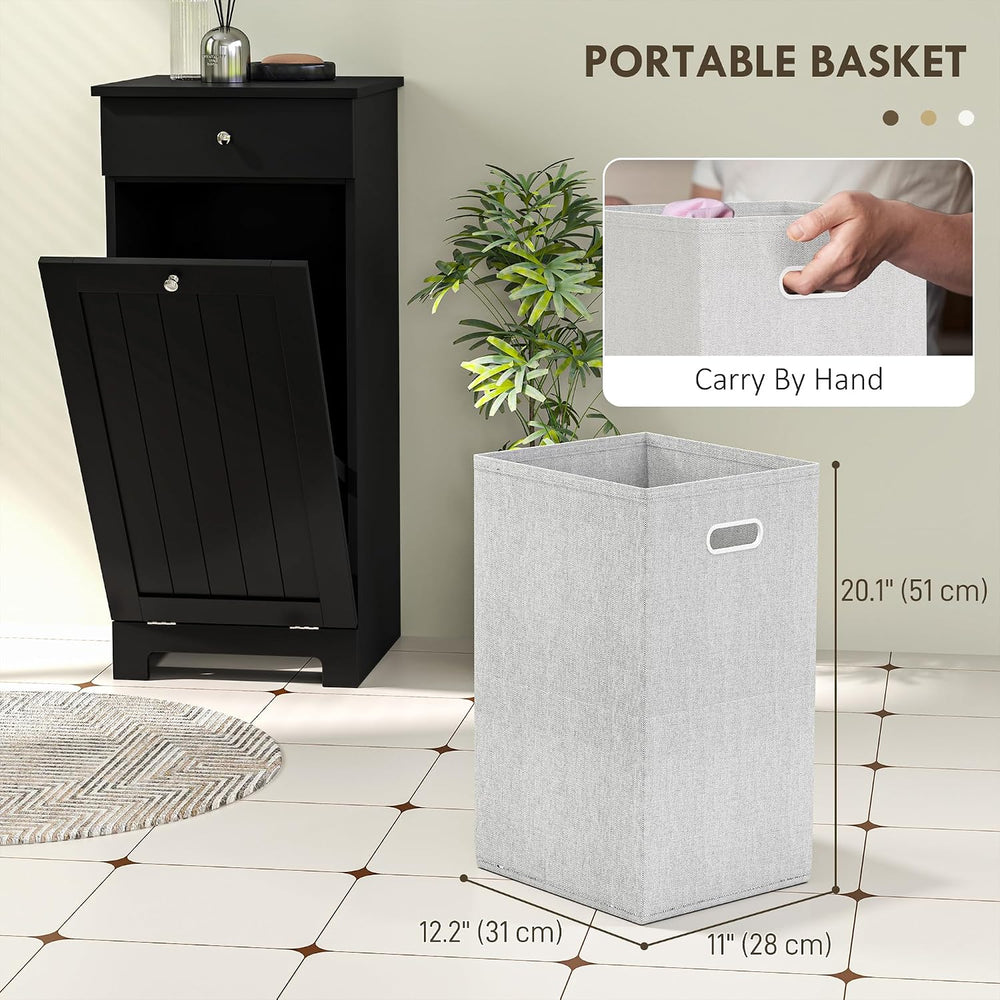 HOMCOM Laundry Cabinet with Removable Basket, Tilt Out Hamper, Black