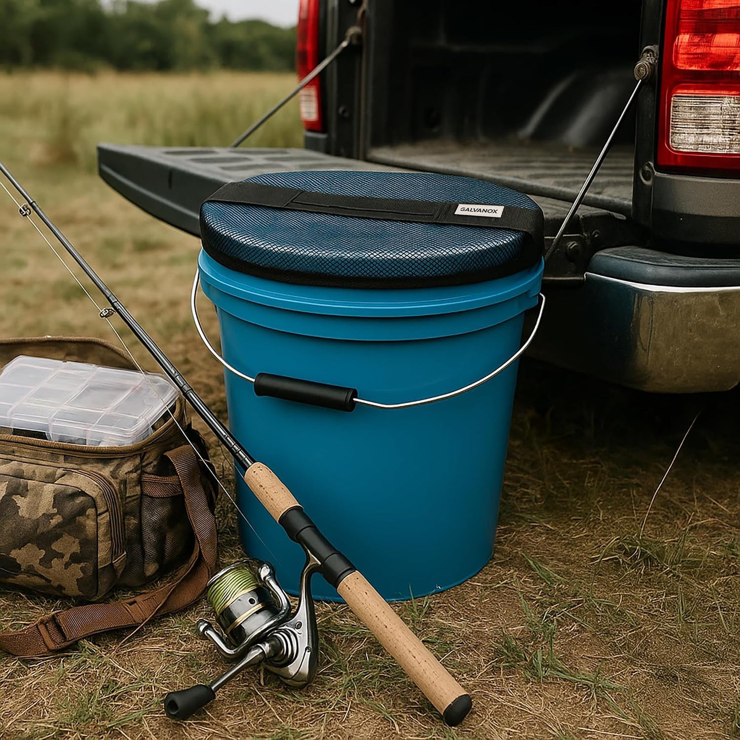 GALVANOX Mesh Lid for 5 Gallon Bucket, Compatible with Loadout Buckets - Boat Trash Can Cover for Fishing and Boating