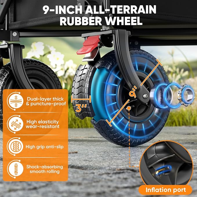 Beach Wagon with 9x3 Big Rubber Wheels - Image 3