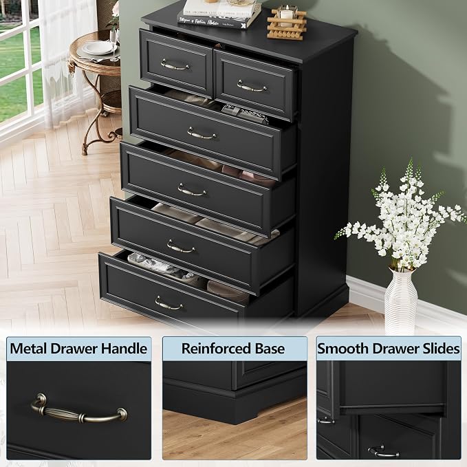 6 Drawer Dresser for Bedroom, Rustic Farmhouse Dresser - Image 5