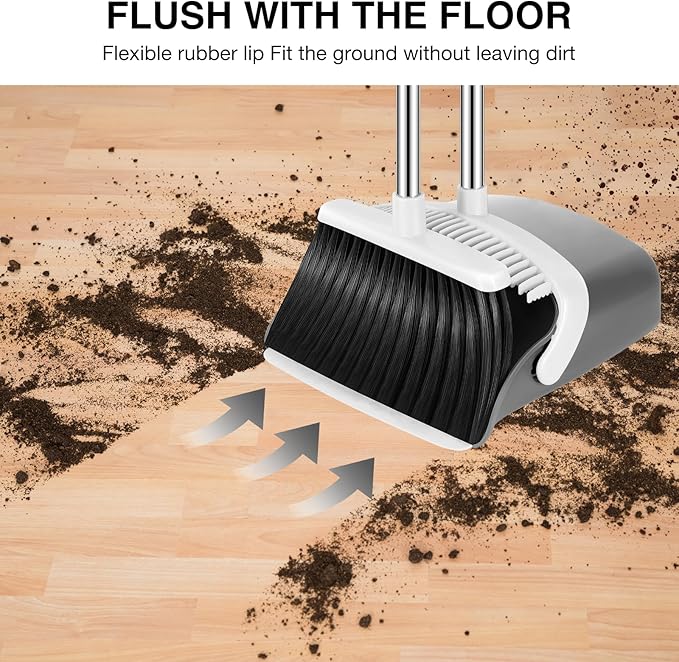 NACENA Broom and Dustpan Set, 52-in Long Adjustable Handle Broom Dustpan Combo - Image 5