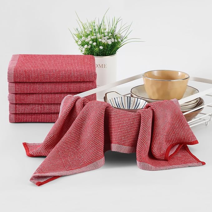 Homaxy Premium Kitchen Towels, Large Cotton Kitchen Hand Towels, Flat and Terry - Image 6