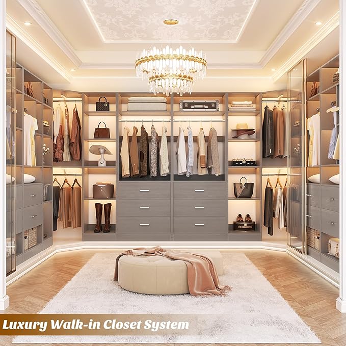 Corner Closet System with 3 Drawers, Corner Closet Organizer System with 13 - Image 2