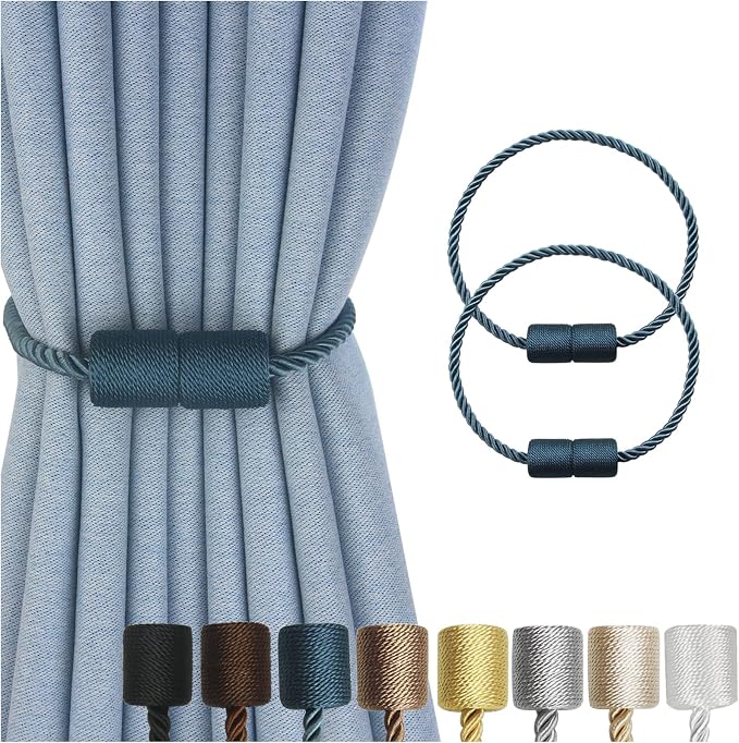 Magnetic Curtain Tiebacks 2 Pack Blue Curtain Rope Tieback Curtain Holders by CURTAINTIEBACKS