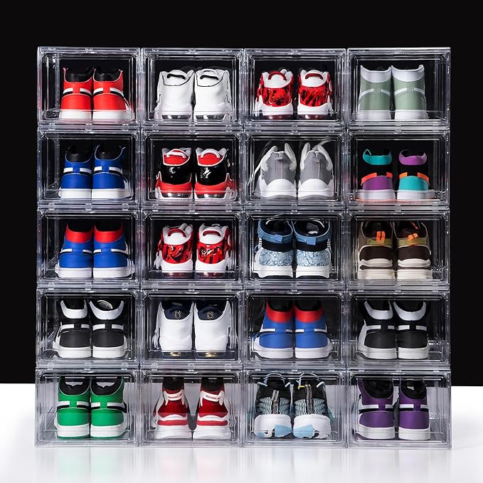 12 Pack Acrylic Shoe Boxes, Ultra Clear Shoe Boxes Stackable, Shoe Storage Box by GIVEYOUTHEBEST