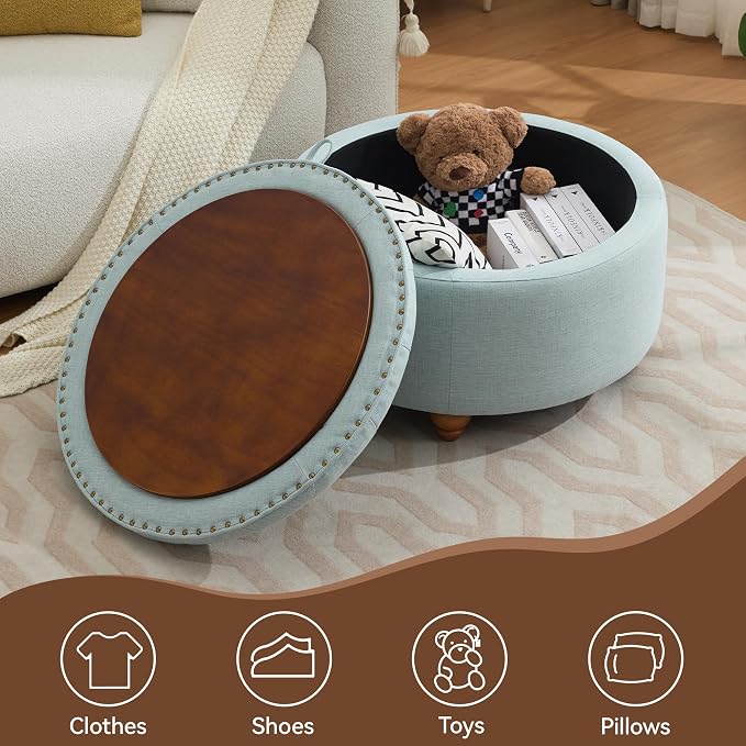 30Inch Round Storage Ottoman - Image 7