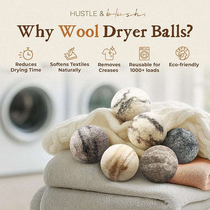 Fluff Ewes Wool Dryer Balls 6 Pack Premium New Zealand Wool Laundry Balls - Image 2