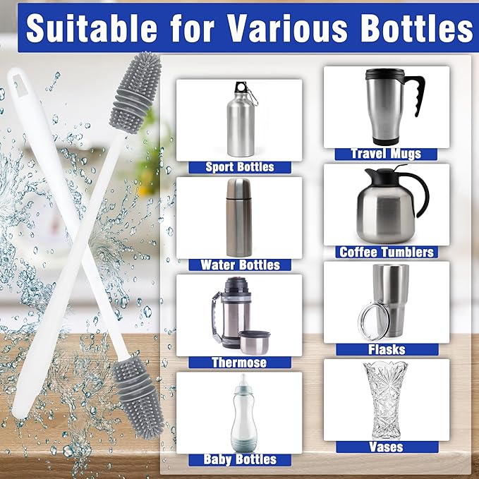 PHYEX 2 Packs Long Handle Bottle Brushes, Water Bottle Cleaner - Image 3