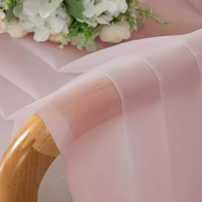 Chyhomenyc Sheer Blush Pink Curtains 90 inches Long 2 Panels, Light Filtering - Image 5