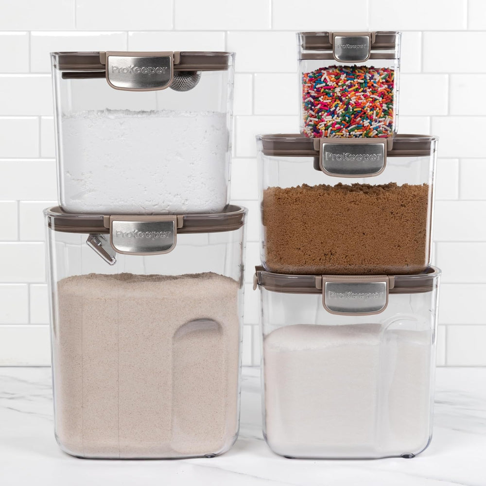 ProKeeper+ Airtight Food Storage Container Set – Clear Plastic Flour and Suga...