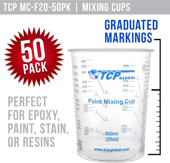 TCP Global 20 oz. Graduated Plastic Mixing Cups - Image 2