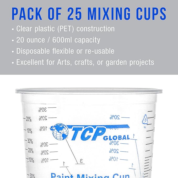 TCP Global 20 oz. Graduated Plastic Mixing Cups - Image 4