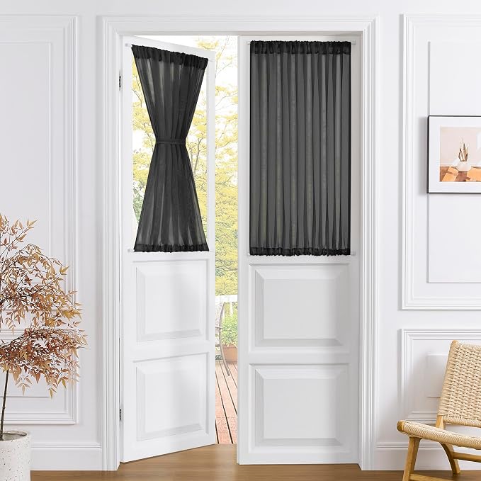 Tollpiz Short Sheer Curtains Closet Linen Textured Curtains Sheer Doorway Light by Tollpiz