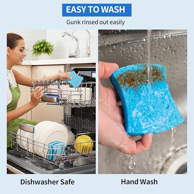 HOMERHYME Non-Scratch Cellulose Scrub Sponges 12 Pack, Sponges Kitchen - Image 5