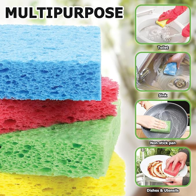 12 Counts Multipurpose Kitchen Sponges Pack Compostable Biodegradable - Image 5