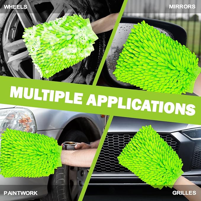 Car Wash Mitt, 2 Pack Premium Chenille Microfiber Wash Mitt, Scratch-Free & - Image 7