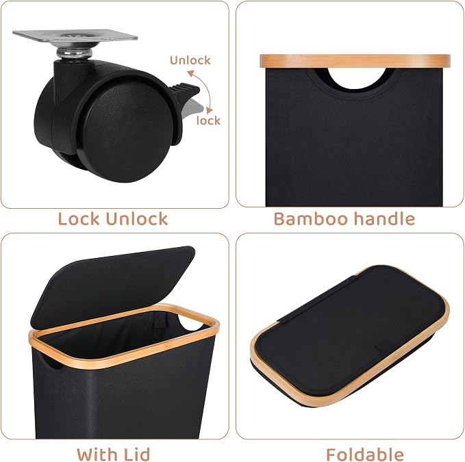 Slim Laundry Hamper with Wheels, Narrow Hampers - Image 4