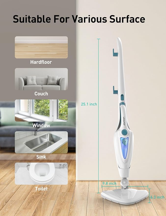 12-in-1 Steam Mop, Fast 15-Sec Heat-Up, 1500W Detachable Handheld Steam Cleaner - Image 5