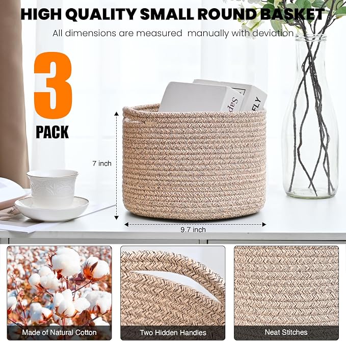 Small Storage Baskets for Organizing, Organizer Baskets for Shelves, Small - Image 3