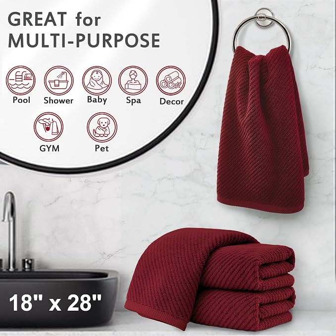 VOOVA & MOVAS Hand Towels for Bathroom Set of 4, Large 18" x 28" - Image 5