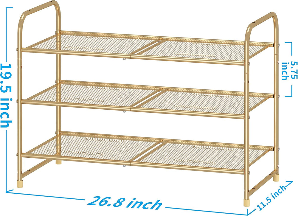 Simple Trending 3-Tier Stackable Shoe Rack, Expandable & Adjustable Shoe ...
