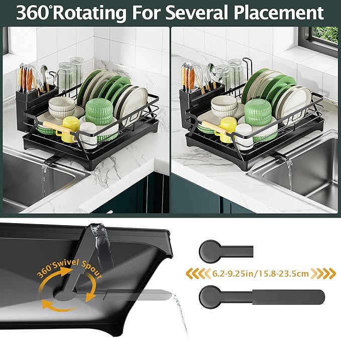 Epicano Dish Drying Rack for Kitchen Counter, Space-Saving Dish Rack, Rustproof - Image 6