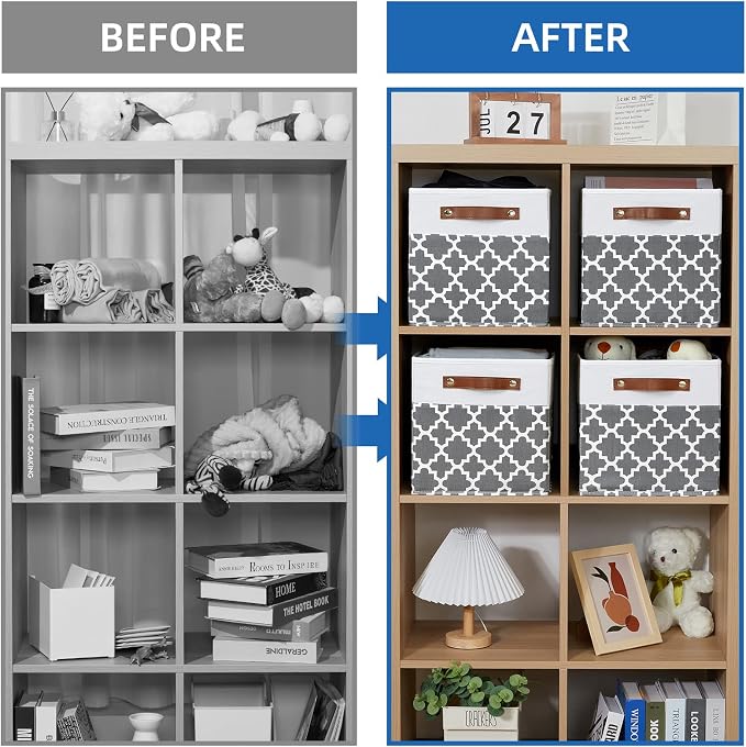 Temary 11x11x11 Cube Storage Bins Cube Organizer Bins 4 Pack Canvas Storage Bin - Image 7
