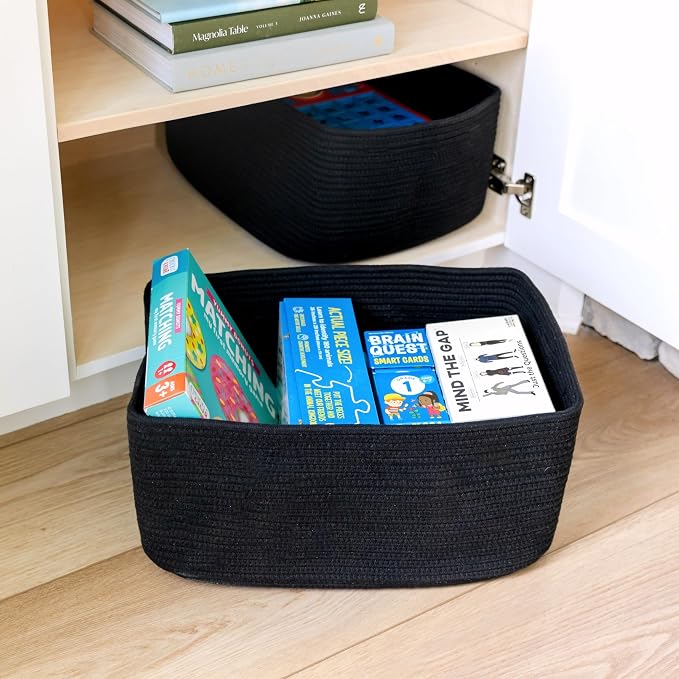 NaturalCozy Storage Baskets 16.8”x13”x7.6” Cotton Rope Woven Baskets - Image 8