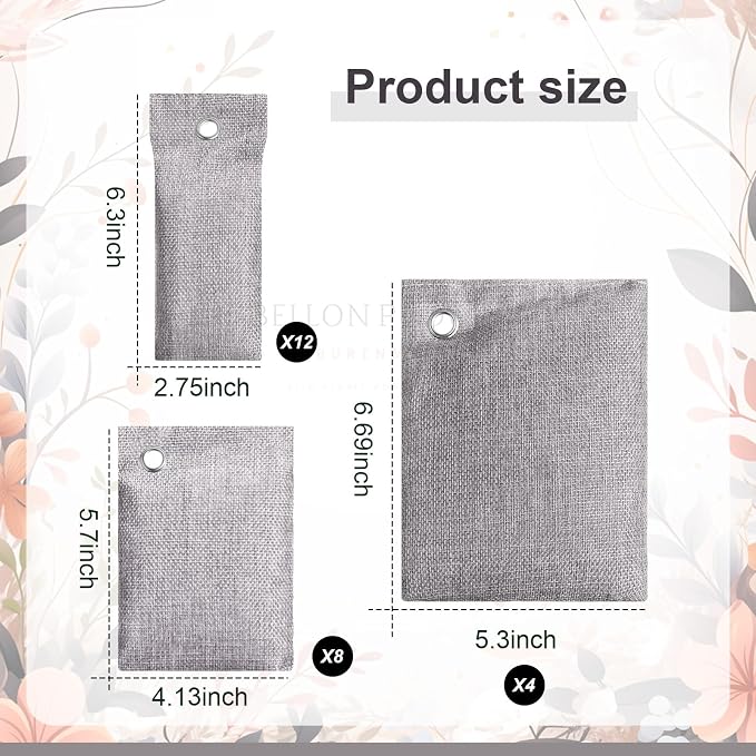 Nuanchu 24 Pcs Activated Charcoal Odor Absorber 50g/100g/200g, Air Purifying - Image 2