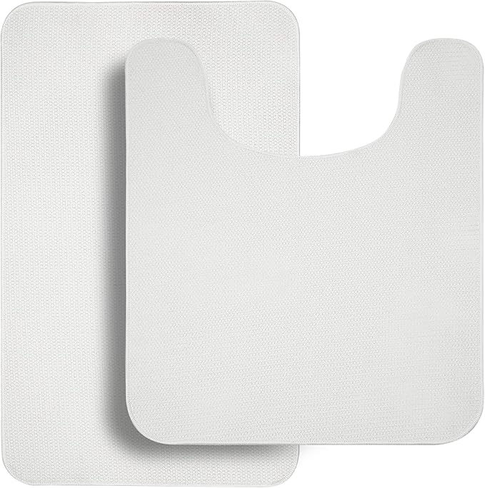 Bathroom Rugs Set 2 Pieces, Thin Bathroom Mats, Toilet Rugs, Quick Dry by BosapDirect