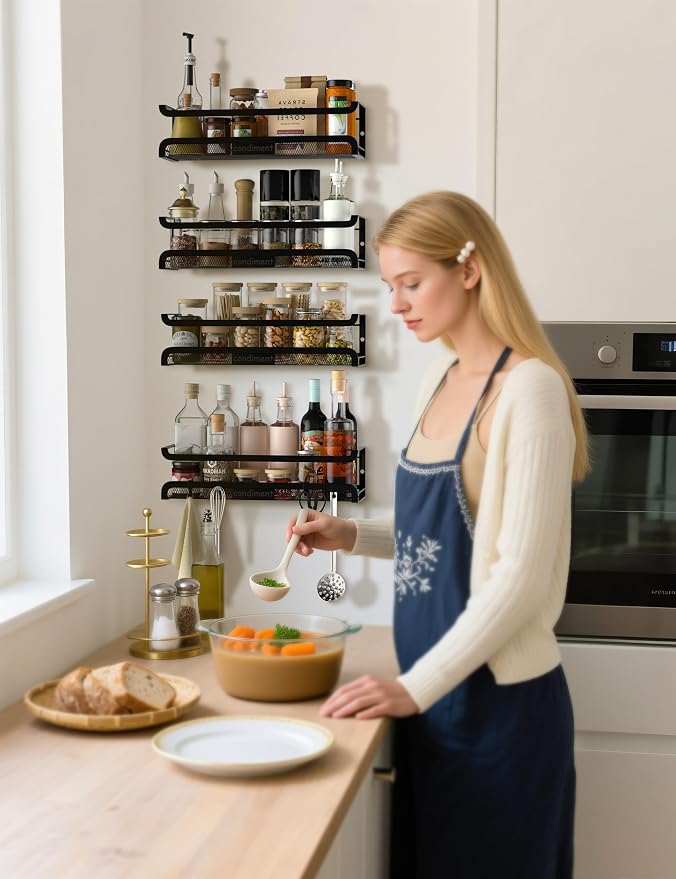 Spice Rack Wall Mount with Hooks - Image 2