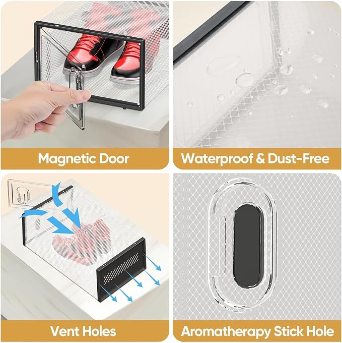 BALEINE 12 Pack Stackable Shoe Storage Boxes Fit Size 11, Thickened Clear Shoe - Image 2