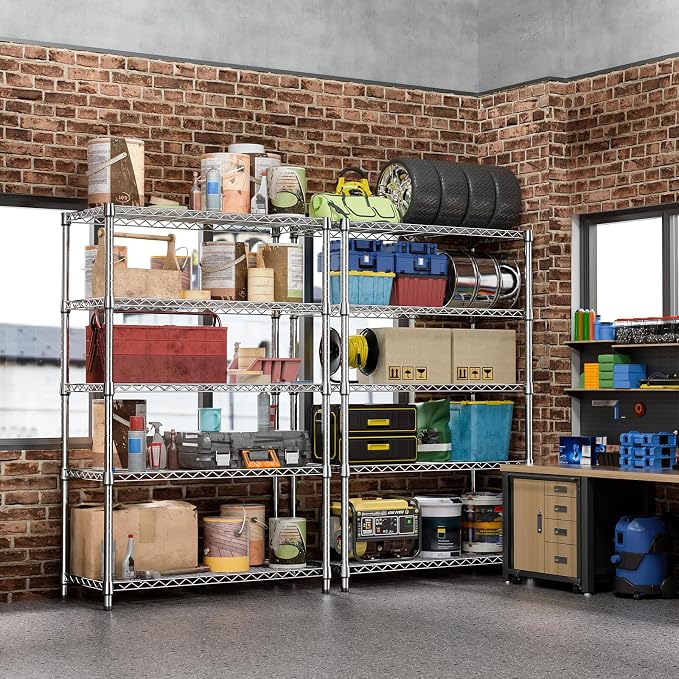 IZEUK 5-Tier Heavy Duty Metal Storage Shelving Unit, Adjustable Steel Wire Rack - Image 6