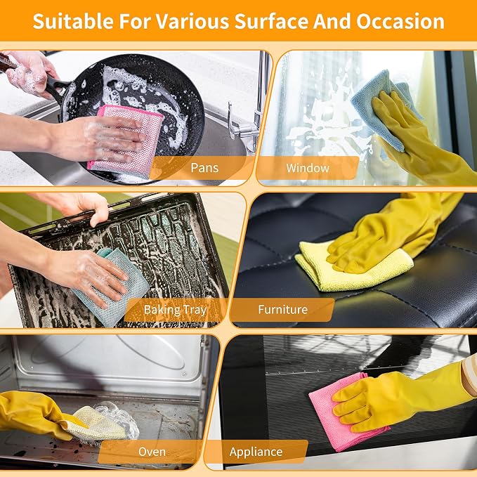 2 in 1 Microfiber Cleaning Cloth Kitchen Towels, Non Scratch Wire Dishcloth - Image 6