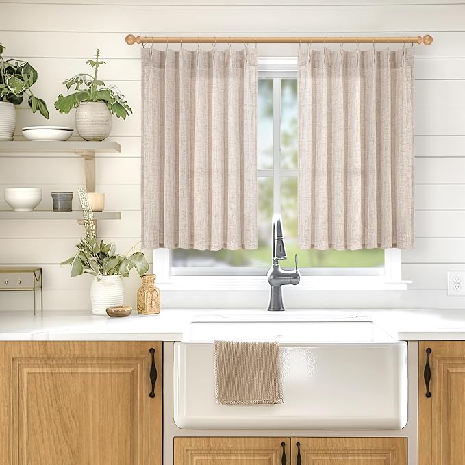YoungsTex Natural Linen Curtains 40 Inch Length - Image 2