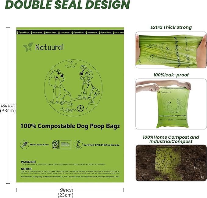 Certified Compostable Dog Poop Bags-270Bags 18Rolls, Poop Bags - Image 3