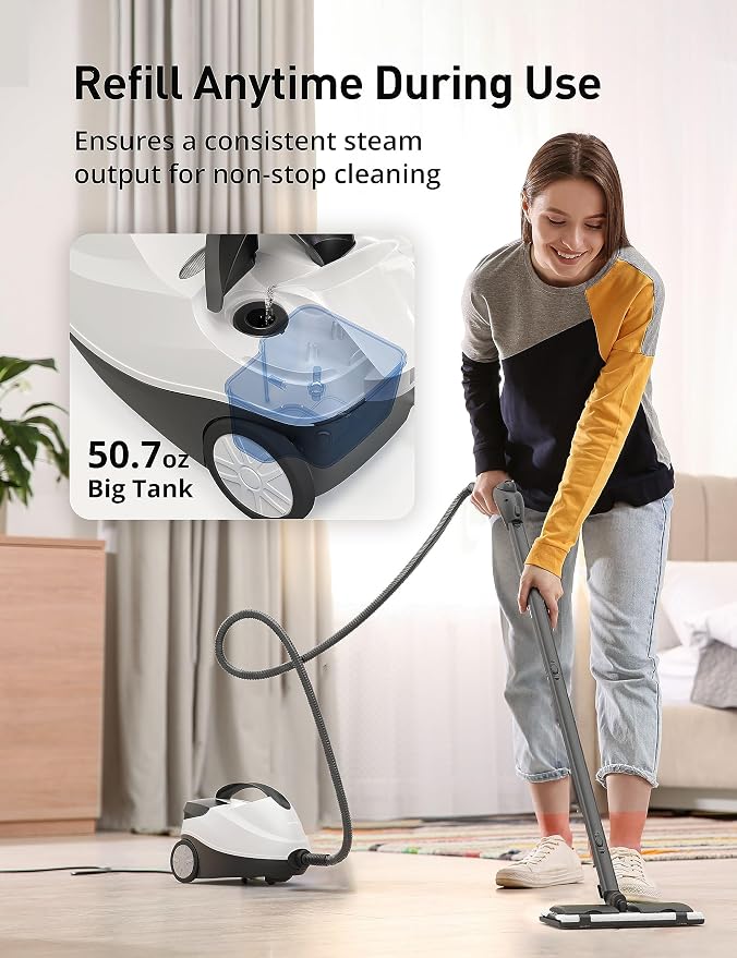 Steam Cleaner, Fast 50S Heat-Up Refill Anytime, 293°F/70 PSI Powerful - Image 5
