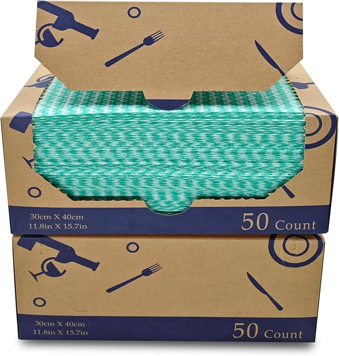 Heavy Duty Reusable Cleaning Cloths 100 Count Food Service Wipes Dishcloths - Image 2