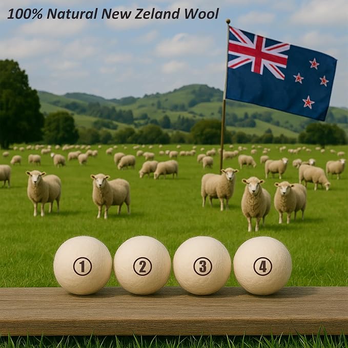 Sheep Wool Dryer Balls 4 Pack L Premium Natural Fabric Softener, Reusable - Image 7